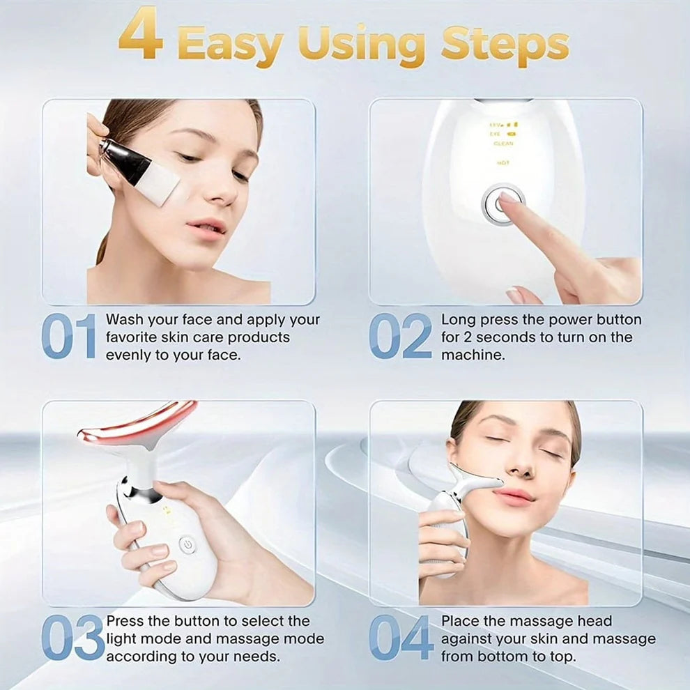 Electric Face Massager Wrinkle Remover LED Photon Face Beauty Device
