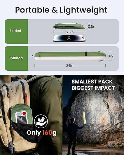 Inflatable Solar Camping Lantern,USB Rechargeable,4 Lighting Modes,IP66 Waterproof,Portable and Lightweight Tent Light(BUY 1 GET 1 FREE)